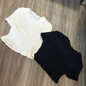 White and Black Ribbed T-Shirts